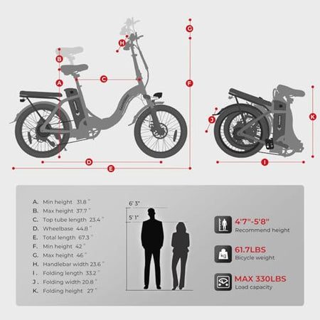 SAMEBIKE 20 Inch Electric Bike Adult E-Bike with Pedal Support Battery 36V 12Ah Mountain Bike with Front Frame and Phone Holder