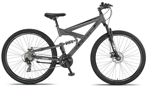 Licorne Bike Strong 2D Premium Mountain Bike 26 27.5 and 29 Inch Bicycle for Boys Girls Women Men and Men Disc Brake Front and Rear 21 Speed Full Suspension