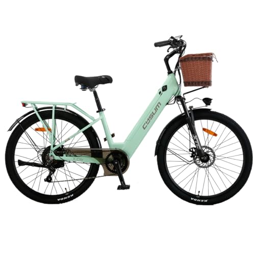 cysum X-City Electric Bike for Adults, 26 Inch City Electric Bike Women Men Lithium Battery 48V 10.4Ah Motor 250W 25km/h Urban Switing