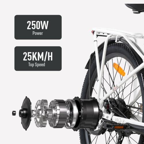 cysum X-City Electric Bike for Adults, 26 Inch City Electric Bike Women Men Lithium Battery 48V 10.4Ah Motor 250W 25km/h Urban Switing