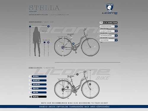 Licorne Bike Premium City Bike 28 Inch Bicycle for Girls, Boys, Men and Women, 21 Speed Dutch Bike, Stella Bike, Black