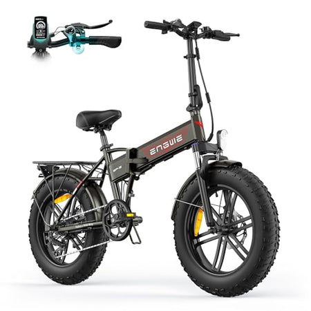 ENGWE Folding Electric Bike with 48V 13Ah Removable Battery, Range of 50-120km E-bike,20"×4.0" Fat Tire 7 Speed ebike for Any Terrain