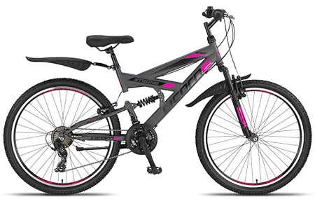 Licorne Bike PREMIUM Strong V Mountain Bike in 24 and 26 Inch Bicycle for Boys Girls Women Men 21 Speed Full Suspension