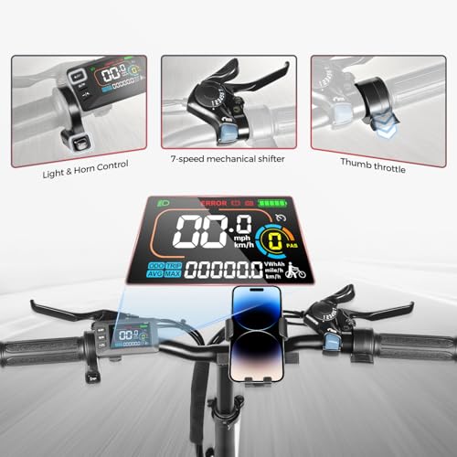 SAMEBIKE 20 Inch Electric Bike Adult E-Bike with Pedal Support Battery 36V 12Ah Mountain Bike with Front Frame and Phone Holder