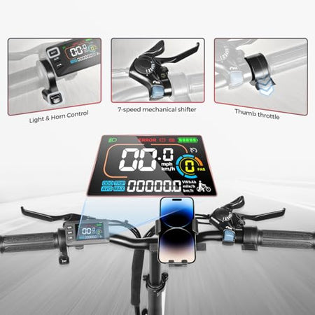 SAMEBIKE 20 Inch Electric Bike Adult E-Bike with Pedal Support Battery 36V 12Ah Mountain Bike with Front Frame and Phone Holder
