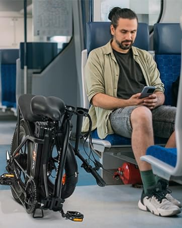 MilePort 1 Electric Bike for Adults, 250W Foldable Electric Bike with Detachable 36V 13AH Battery and Speed 25KM/H Range Up to 100KM, 20"*3.0" Thick Tire City Commuter Ebike