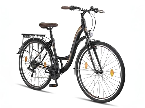 Licorne Bike Premium City Bike 28 Inch Bicycle for Girls, Boys, Men and Women, 21 Speed Dutch Bike, Stella Bike, Black