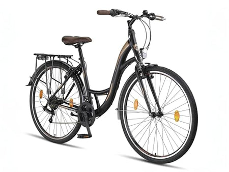 Licorne Bike Premium City Bike 28 Inch Bicycle for Girls, Boys, Men and Women, 21 Speed Dutch Bike, Stella Bike, Black