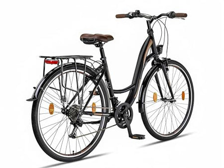 Licorne Bike Premium City Bike 28 Inch Bicycle for Girls, Boys, Men and Women, 21 Speed Dutch Bike, Stella Bike, Black