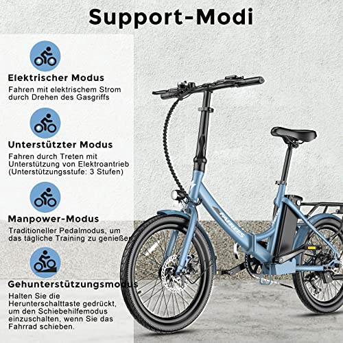 Fafrees F20 Light Electric Bike, Folding Bike, E-Bike, 250 W Motor, 36 V, 16.75 Ah Battery, 20 Inch E-Bike, Foldable, 35 N.M Torque, E-Mountain Bike, 25 km/h
