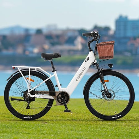 26" Electric Bicycle, Adults Electric Bikes, City Electric Bike, With Basket And Luggage Rack For Daily Commuting & Purchasing In Supermarket, Battery 48V 499Wh Range 80-100km