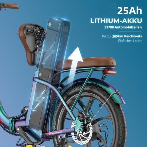 Fafrees F20+ Pro E-Bike Folding Bike, Upgrade 2025 E-Bike for Men, 20 x 3.0 Inches, Electric Bike, 22.5 Ah / 810 Wh Battery, E-Bike Women's 250 W 25 km/h, Fatbike 7S, E-Bike Foldable Bearing Weight