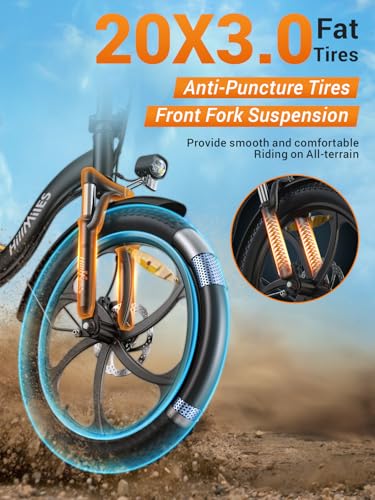 MilePort 1 Electric Bike for Adults, 250W Foldable Electric Bike with Detachable 36V 13AH Battery and Speed 25KM/H Range Up to 100KM, 20"*3.0" Thick Tire City Commuter Ebike