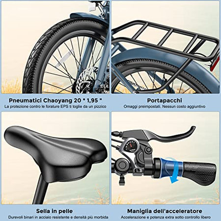 Fafrees F20 LIGHT Electric Bicycle 20 Inch 250 W Motor 16.75 Ah Battery E-Bike 7 Speed E-Bike for Women 110 km Range