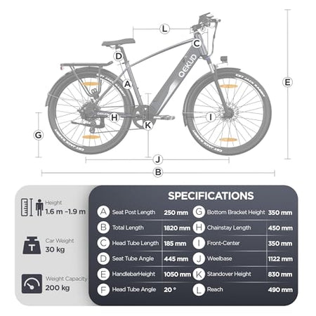 27.5 Inch Electric Bicycle, Trekking Bike, E-City Bike With 36V 12.5Ah Li-ion Battery, Range Up To 100Km in Hybrid Mode, 250W Motor, EU Conform, With App