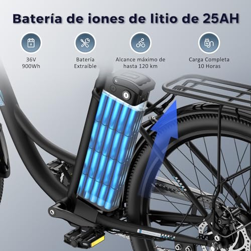 Fafrees F26 Lasting Electric Bike 26 Inch Electric Bike with 250 W 20.3 Ah Electric Bike for Adults Range 160 km