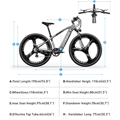 Cysum Speedy Electric Bike, 29'' E-Mountain Bike for Adult Man Woman, E-Bike with 48v 672Wh Lithoum Battery Range 100-120Km,75Nm,Hydraulic Brake,7 Speeds,E-MTB