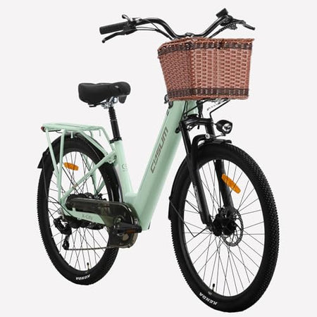 26" Electric Bicycle, Adults Electric Bikes, City Electric Bike, With Basket And Luggage Rack For Daily Commuting & Purchasing In Supermarket, Battery 48V 499Wh Range 80-100km