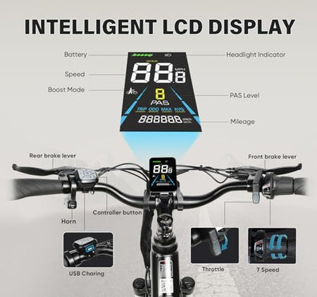 SAMEBIKE RS-A01 Pro Electric Bike Adult 27.5 Inch E-Bike with Pedal Support Battery 36 V 15 Ah Autonomy Up to 120 km 150 kg Maximum Load for Men and Women