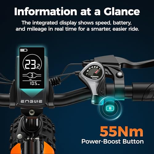 ENGWE Folding Electric Bike with 48V 13Ah Removable Battery, Range of 50-120km E-bike,20"×4.0" Fat Tire 7 Speed ebike for Any Terrain