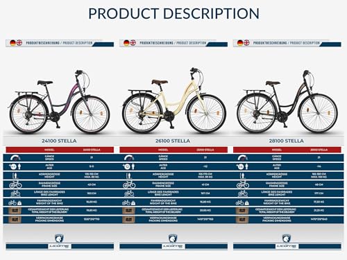 Licorne Bike Premium City Bike 28 Inch Bicycle for Girls, Boys, Men and Women, 21 Speed Dutch Bike, Stella Bike, Black