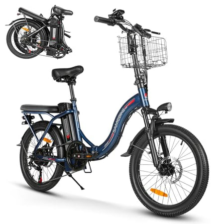 SAMEBIKE 20 Inch Electric Bike Adult E-Bike with Pedal Support Battery 36V 12Ah Mountain Bike with Front Frame and Phone Holder