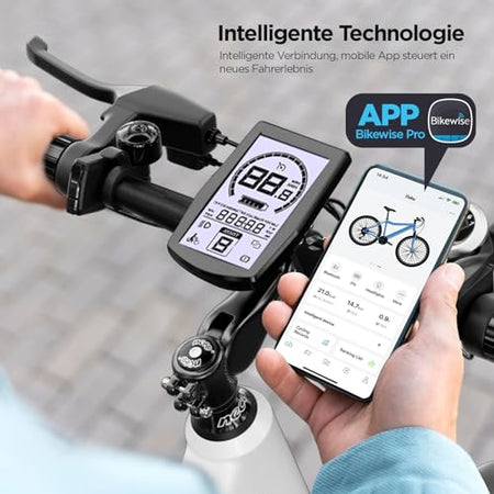 27M204 E-Bike, City Bike, Electric Bicycle, 36 V/12 Ah Battery, 250 W Motor, Range 100 to 25 km/h, Electric Bike with App