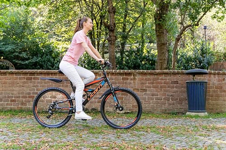 Licorne Bike Strong 2D Premium Mountain Bike 26 27.5 and 29 Inch Bicycle for Boys Girls Women Men and Men Disc Brake Front and Rear 21 Speed Full Suspension