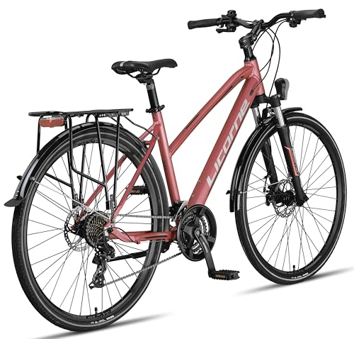 Licorne Bike 28 Inch Aluminium Disc Brakes for Boys Girls Women Men 21 Speed Mountain Bike Cross Bike