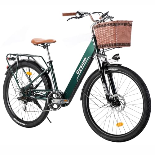 cysum cityrun Women's Electric Bike, 26 Inch Pedal Assistance, E-Bike, Electric City Bike for Adults, 250 W, 25 km/h, Lithium Battery 36 V, 360 WH, Autonomy 80 km