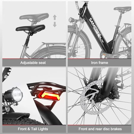 SAMEBIKE RS-A01 Pro Electric Bike Adult 27.5 Inch E-Bike with Pedal Support Battery 36 V 15 Ah Autonomy Up to 120 km 150 kg Maximum Load for Men and Women