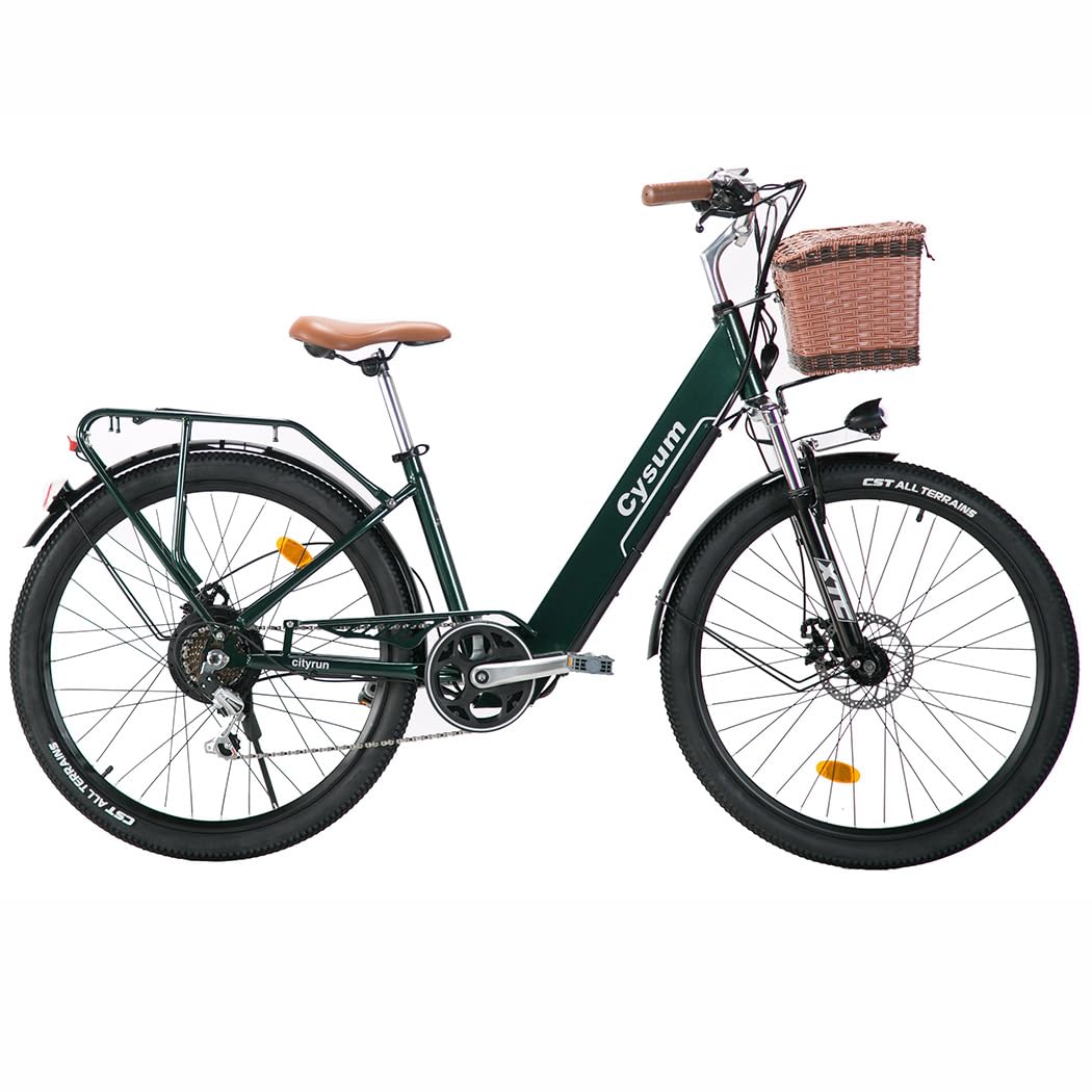 cysum cityrun Women's Electric Bike, 26 Inch Pedal Assistance, E-Bike, Electric City Bike for Adults, 250 W, 25 km/h, Lithium Battery 36 V, 360 WH, Autonomy 80 km