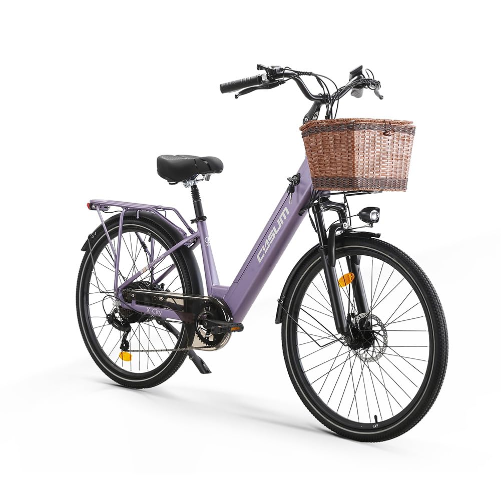 cysum X-City Electric Bike for Adults, 26 Inch City Electric Bike Women Men Lithium Battery 48V 10.4Ah Motor 250W 25km/h Urban Switing