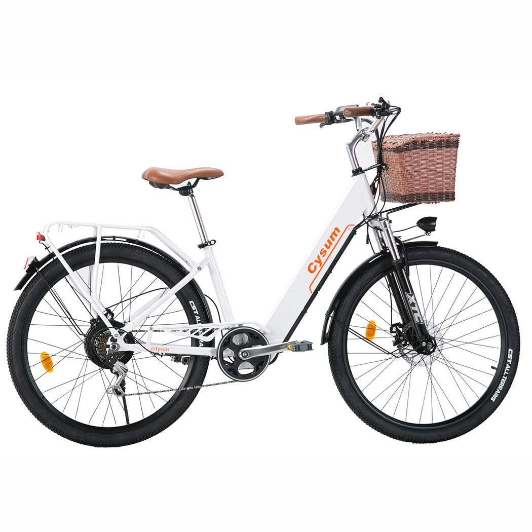 cysum cityrun Women's Electric Bike, 26 Inch Pedal Assistance, E-Bike, Electric City Bike for Adults, 250 W, 25 km/h, Lithium Battery 36 V, 360 WH, Autonomy 80 km