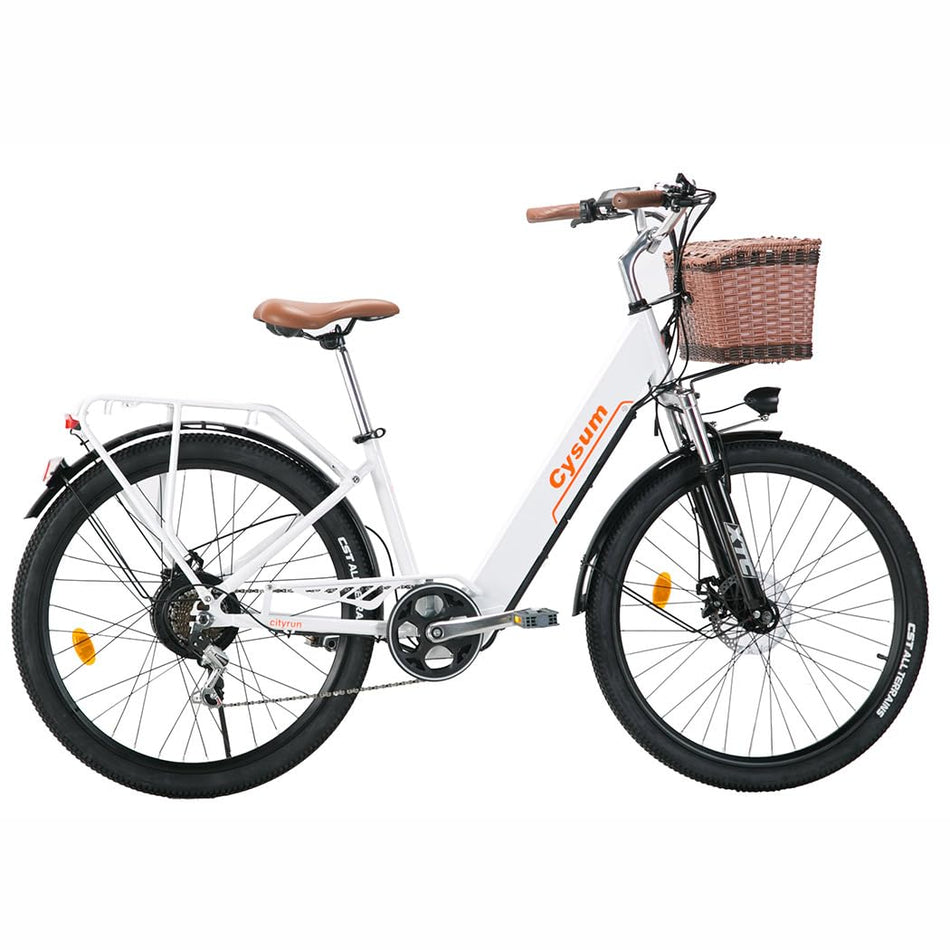 cysum cityrun Women's Electric Bike, 26 Inch Pedal Assistance, E-Bike, Electric City Bike for Adults, 250 W, 25 km/h, Lithium Battery 36 V, 360 WH, Autonomy 80 km
