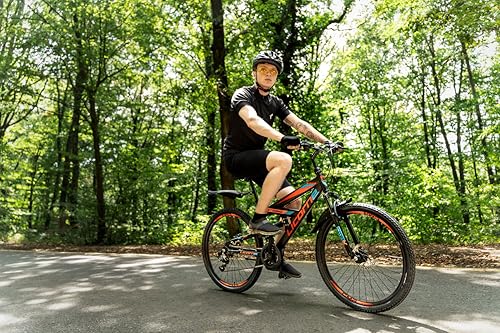 Licorne Bike Strong 2D Premium Mountain Bike 26 27.5 and 29 Inch Bicycle for Boys Girls Women Men and Men Disc Brake Front and Rear 21 Speed Full Suspension
