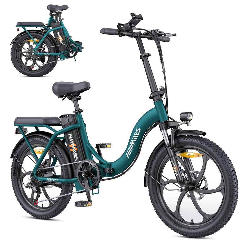 MilePort 1 Electric Bike for Adults, 250W Foldable Electric Bike with Detachable 36V 13AH Battery and Speed 25KM/H Range Up to 100KM, 20"*3.0" Thick Tire City Commuter Ebike