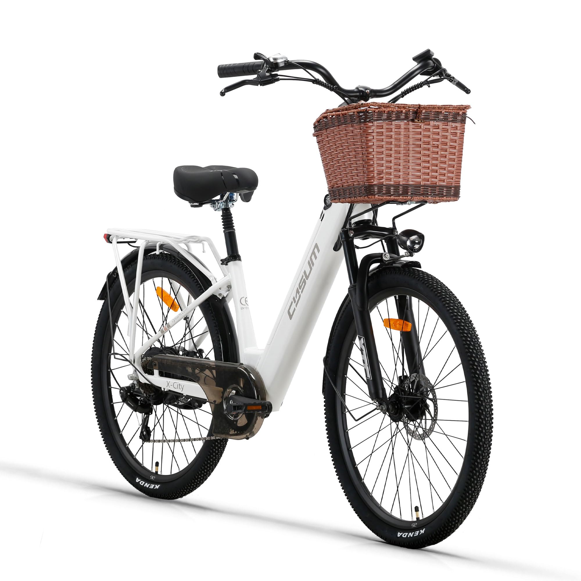 26" Electric Bicycle, Adults Electric Bikes, City Electric Bike, With Basket And Luggage Rack For Daily Commuting & Purchasing In Supermarket, Battery 48V 499Wh Range 80-100km
