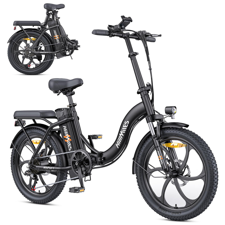 MilePort 1 Electric Bike for Adults, 250W Foldable Electric Bike with Detachable 36V 13AH Battery and Speed 25KM/H Range Up to 100KM, 20"*3.0" Thick Tire City Commuter Ebike