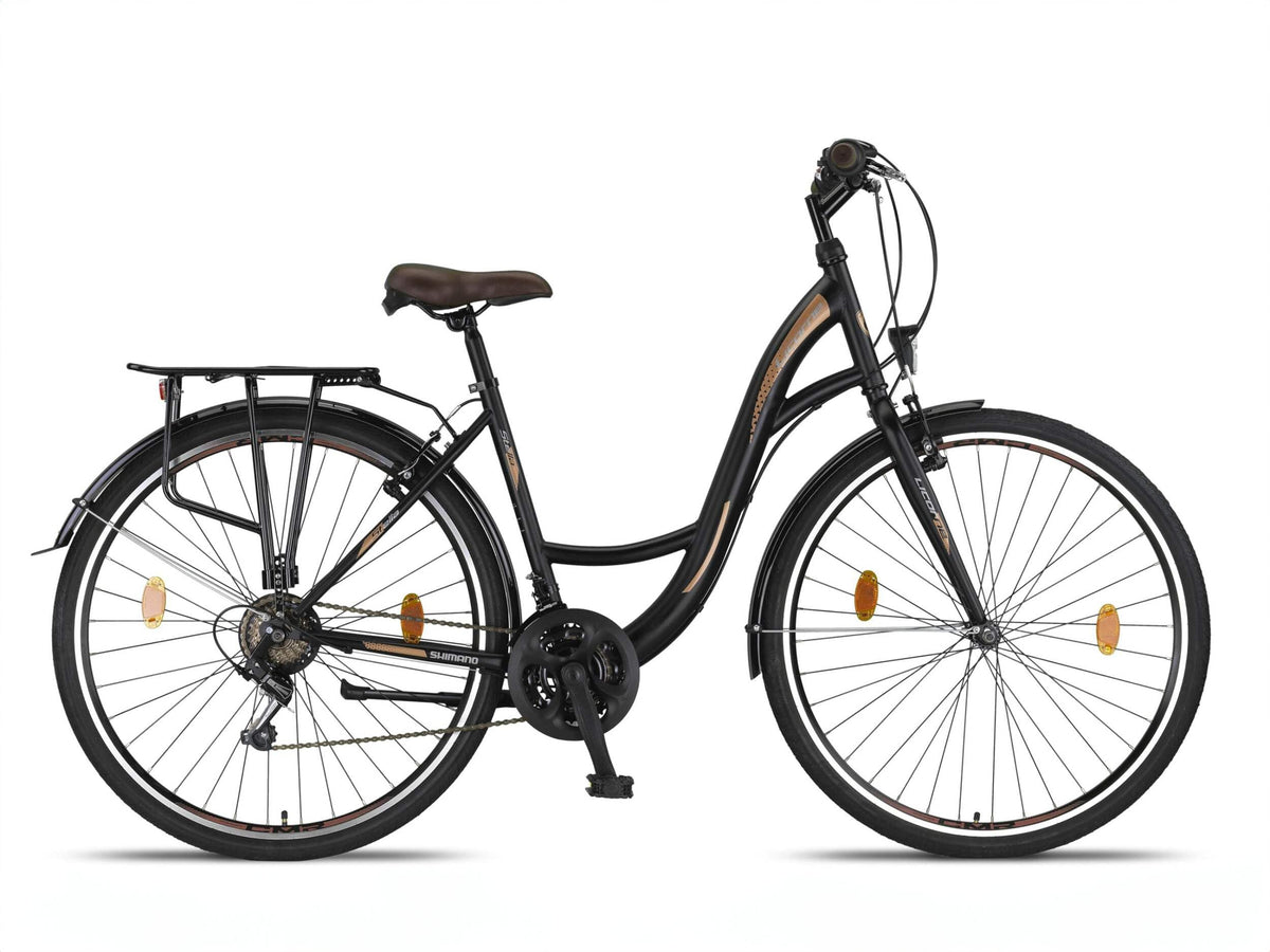 Licorne Bike Premium City Bike 28 Inch Bicycle for Girls, Boys, Men and Women, 21 Speed Dutch Bike, Stella Bike, Black