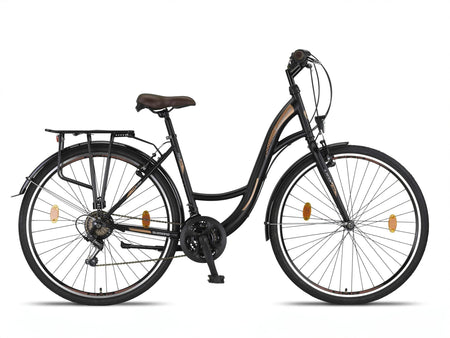 Licorne Bike Premium City Bike 28 Inch Bicycle for Girls, Boys, Men and Women, 21 Speed Dutch Bike, Stella Bike, Black