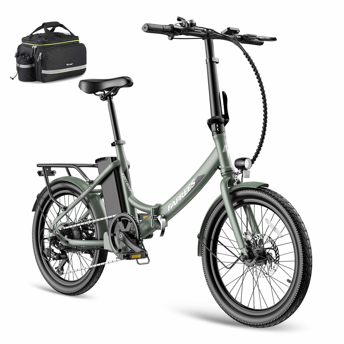 Electric Bike Fafrees F20 Light, 20" Folding Electric City Bike for Women Men, 250W Motor, 36V/16.75Ah Battery, E-Bike 7 Gears, 120km Range, Grün